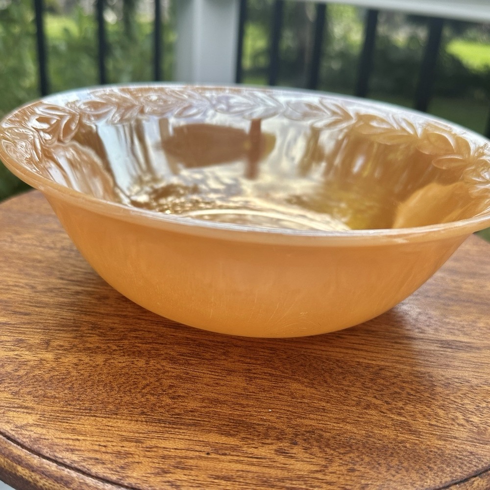 Anchor Hocking Fire King Laurel Leaf Peach Lustre 8 1/4" Vegetable Serving Bowl